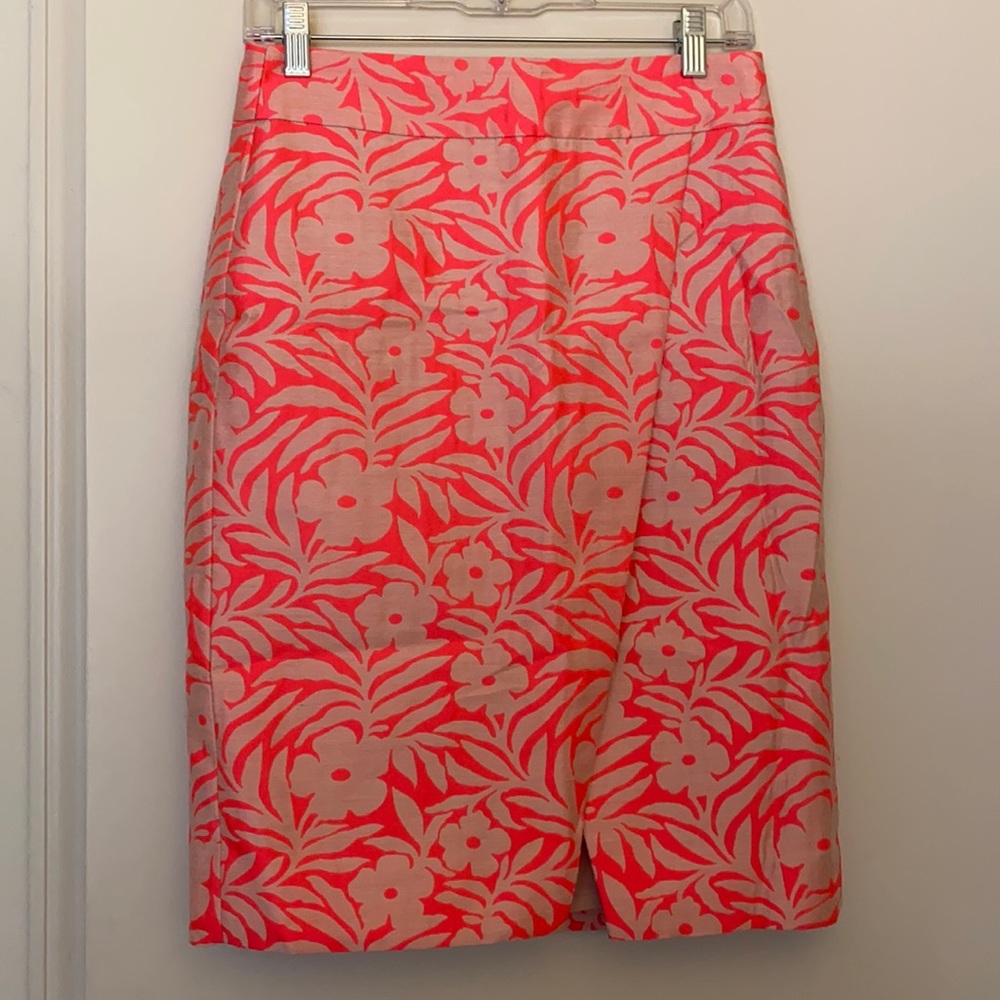 J. Crew neon pink tulip floral skirt size 4